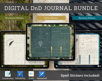 Digital DnD Character Journal Bundle Theme Series, DnD Character Sheet Color Series, Goodnotes & Notability, Dungeons and Dragons 5e