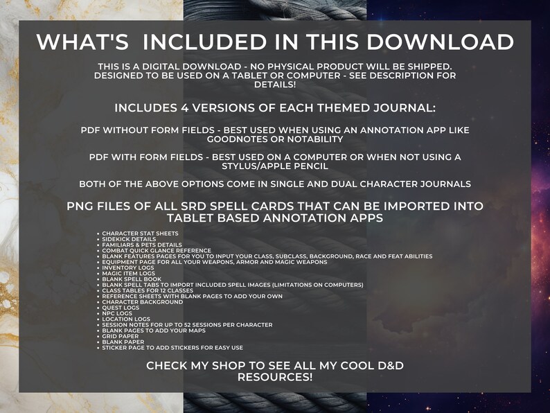 Digital Dnd Character Journal Bundle Theme Series, Dnd Character Sheet ...