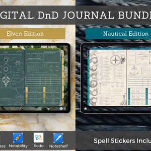Digital DnD Character Journal Bundle, DnD Character Sheet Color Series, Goodnotes & Notability, Dungeons and Dragons 5e Compatible