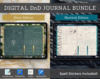 Digital DnD Character Journal Bundle, DnD Character Sheet Color Series, Goodnotes & Notability, Dungeons and Dragons 5e Compatible