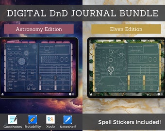 Digital DnD Character Journal Bundle, DnD Character Sheet Color Series, Goodnotes & Notability, Dungeons and Dragons 5e Compatible