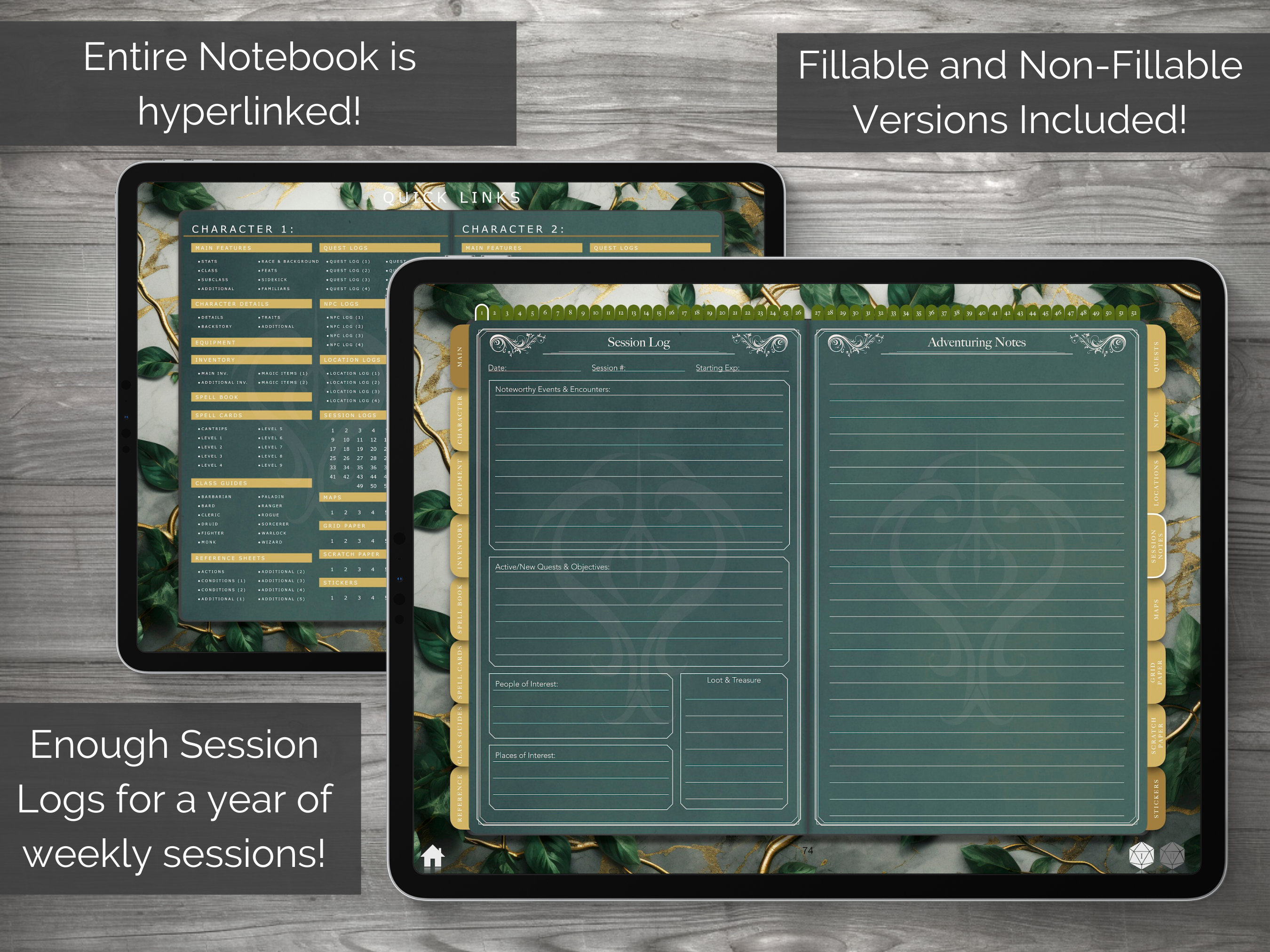 Digital Dnd Character Journal Bundle, Dnd Character Sheet Color Series ...