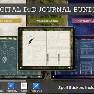 Digital DnD Character Journal Bundle Theme Series, DnD Character Sheet Color Series, Goodnotes & Notability, Dungeons and Dragons 5e