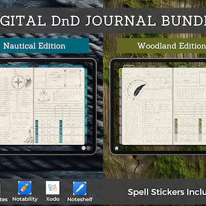 Digitales DnD Character Journal Bundle, DnD Character Sheet Color Series, Goodnotes & Notability, Dungeons and Dragons 5e Kompatibel