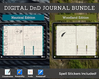 Digital DnD Character Journal Bundle, DnD Character Sheet Color Series, Goodnotes & Notability, Dungeons and Dragons 5e Compatible