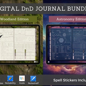 Digital DnD Character Journal Bundle, DnD Character Sheet Color Series, Goodnotes & Notability, Dungeons and Dragons 5e Compatible