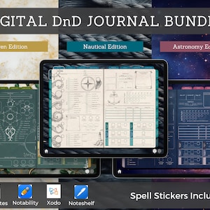 Digital DnD Character Journal Bundle Theme Series, DnD Character Sheet Color Series, Goodnotes & Notability, Dungeons and Dragons 5e