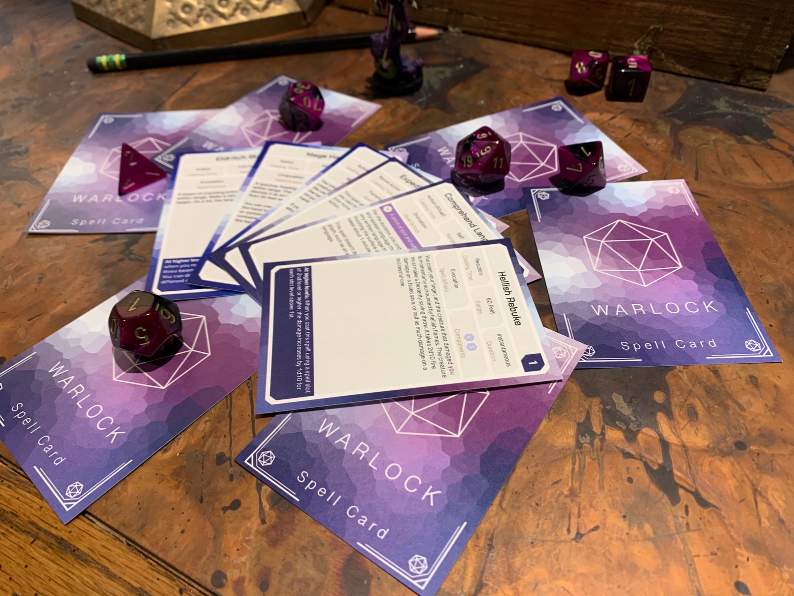 Dnd Warlock Spell Cards Custom 5th Edition Character Spell Etsy