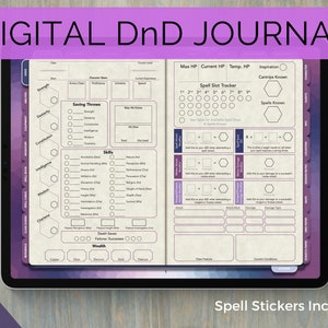 Diário de Personagem Digital de D&D, Ficha de Personagem de D&D com Cartas de Magia, Notas de Valor e Notabilidade, Dungeons and Dragons 5e, Série Colorida - Roxo