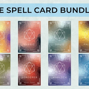 Megapaquete de cartas de hechizo de clase DnD, cartas de hechizo de personajes personalizadas de Dungeons and Dragons 5e, accesorio de juego de mesa para DnD, libro de hechizos