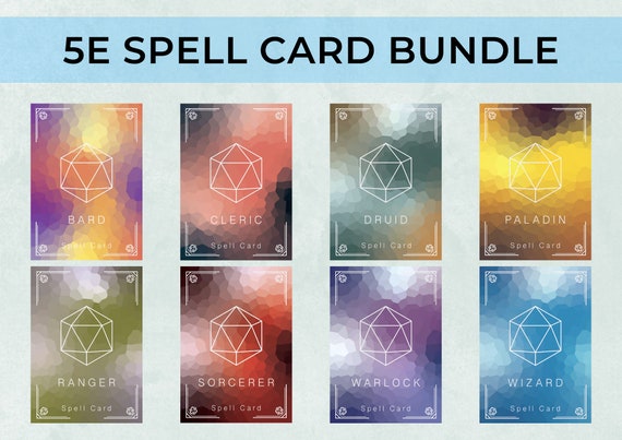DnD Class Spell Cards Mega Bundle, Custom Dungeons and Dragons 5e Character Spell Cards, Board Game Accessory for DnD, Spell book