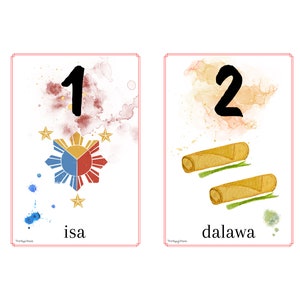 PRINTED Filipino (Tagalog) Number Flashcards 1-10
