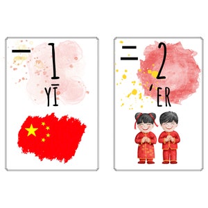 Flashcards numéricos chineses IMPRESSOS 1-10