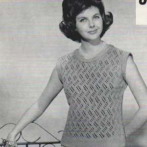 Summer cotton top vintage knitting pattern (PDF) digital download