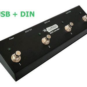 ActitioN 4 Button USB+DIN Programmable MIDI foot controller, footswitch for pc/mac/iPad, Axe fx fm3, Kemper, Quad/Nano Cortex, Hx Stomp, etc