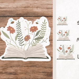 Single Vinyl-Sticker "Buch" - Planner & Bullet Journal - Kalender Sticker - Kunst-Sticker - Single Sticker - Buch - Blumen - Floral