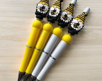 Spring Gnome Bee Pen Yellow and Black Spring Beaded Pen