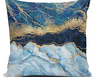 Lshtar Blue and Gold Marble Throw Pillow Covers Ocean Art Natural Luxury Swirls Abstract Fluid Decoration Pillows Flow Marble Painting Throw Pillows for Home Bed Sofa Cushion 18x18 inch Lshtar Blue and Gold Marble Throw Pillow Covers Ocean Art Natural Luxury Swirls Abstract Fluid Decoration Pillows Flow Marble Painting Throw Pillows for Home Bed Sofa Cushion 18x18 inch