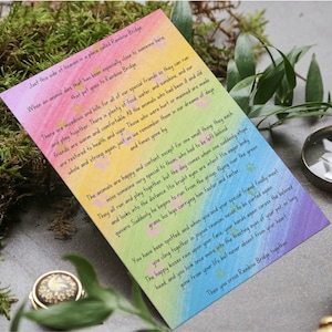 Produit de téléchargement numérique du mémorial pour animaux de compagnie Rainbow Bridge. Deuil d'animal de compagnie, affiche de souvenir de perte d'animal de compagnie.