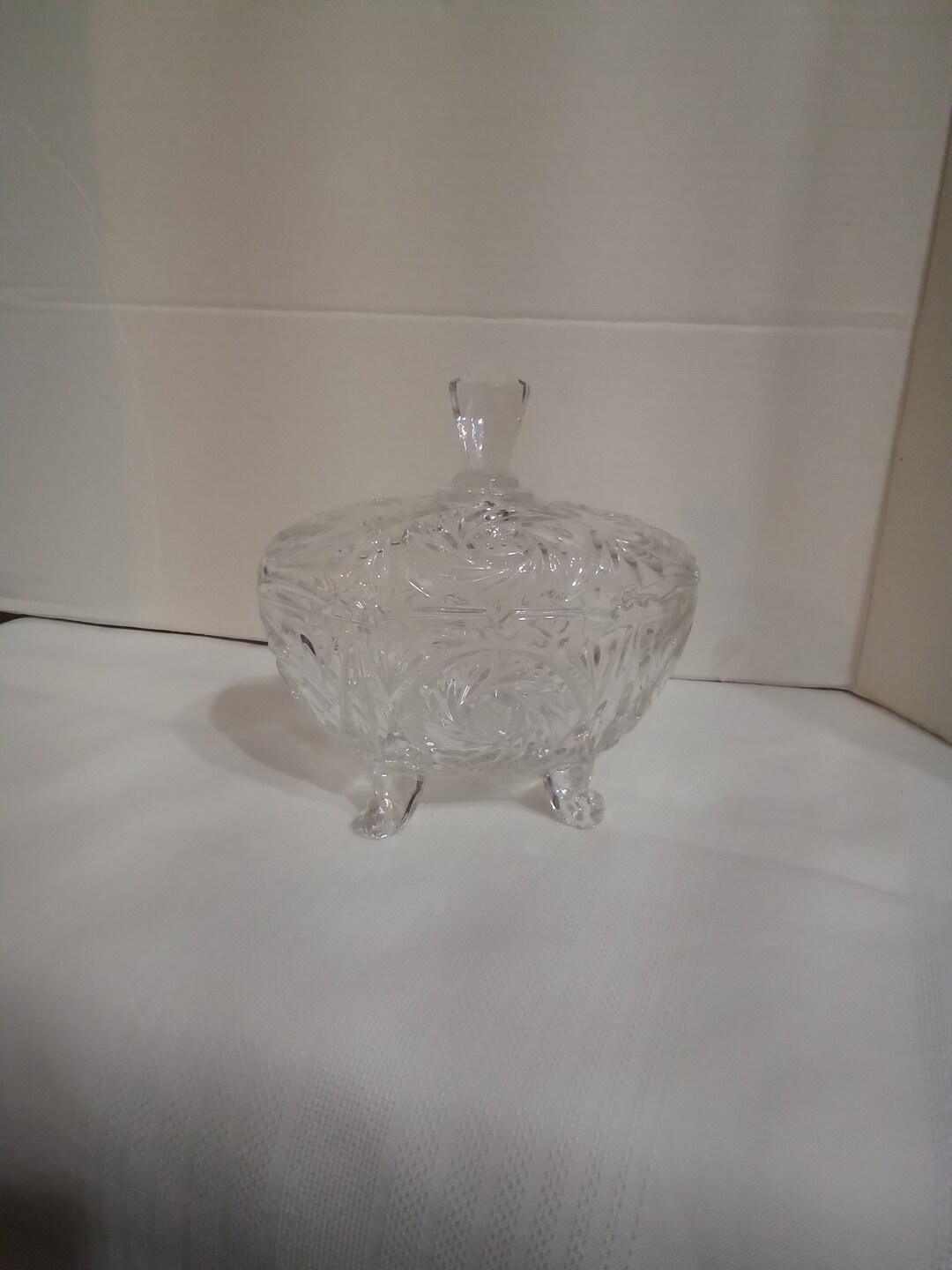 Crystal Footed Candy Dish With Lid Etsy