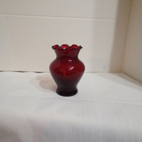 4 inch Anchor Hocking  Red Glass Vase