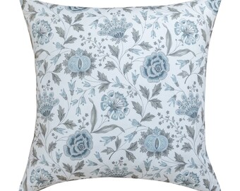 Sterling Blue Dox Floral Pillow Cover Square