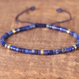  通用 10mm Blue Lapis Lazuli Stainless Steel Bracelet For Men 18K  Gold Lazurite Bracelet (Gold, 7inches): Clothing, Shoes & Jewelry