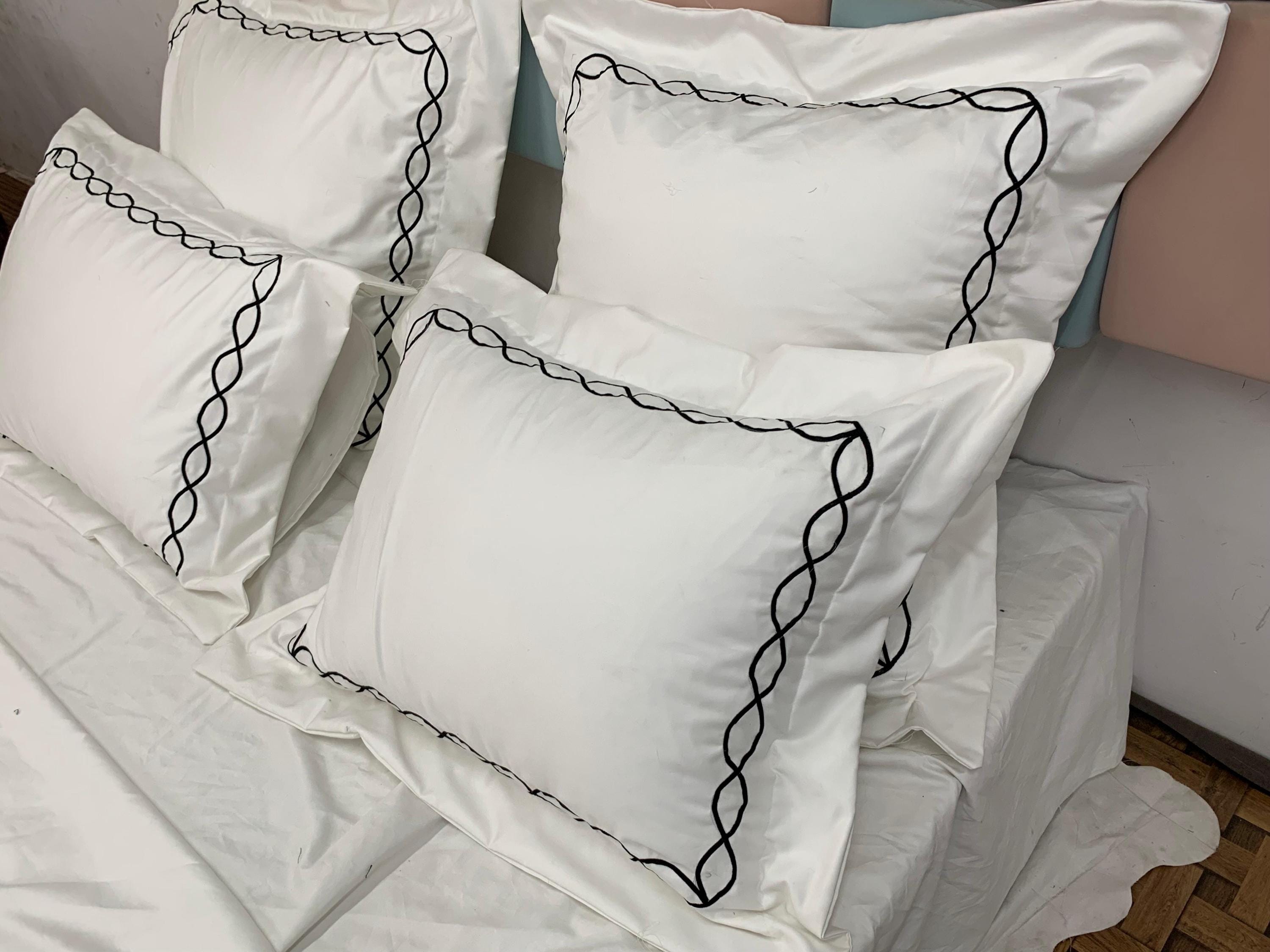 Confezione da 2 federe per cuscini bianche in rasatello di cotone egiziano 100% a 800 fili, super morbide, qualità alberghiera, 2 federe per cuscini casalinghe - bianco