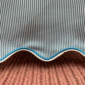 Crib skirt Scalloped Embroidery, Ticking Stripe Pattern Dust Ruffle   - for Nursery Crib Toddler Bedding Crib Bed Skirt for Baby Boy & Girl