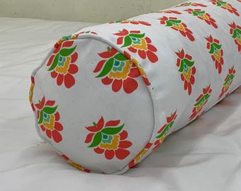 Abstract Floral Motif pattern Printed Neckroll Bolster Pillow Cover for Decorative Home Decor Bolster Throw Pillows
