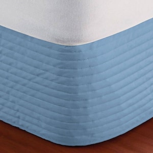 Quilted Bed Skirt Padded Horizontal Quilting - 8" to 39" Drop Length 1 PIECE BED SKIRT 3 Sided 100% Cotton