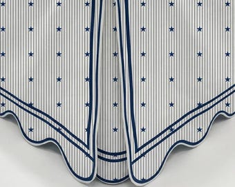 Star and Stripe Pattern Scallop and Double Border Bed Skirt - 8" to 39" Drop Length 1 PIECE BED SKIRT 3 Sided 100% Polyester Dust Ruffle