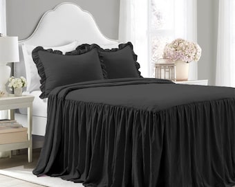 Gathered Bedspread 100% cotton sateen ultra soft smooth 400 thread count