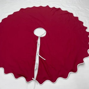 Falda para árbol de Navidad roja con bordado festoneado, de 38 a 114 pulgadas, faldas grandes para árbol de Navidad con patrón de estrellas para decoraciones de árboles de Navidad