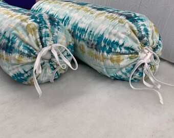 Green and blue Abstract Paint style Printed Neckroll Bolster Pillow Cover for Decorative Home Decor Bolster Throw Pillows