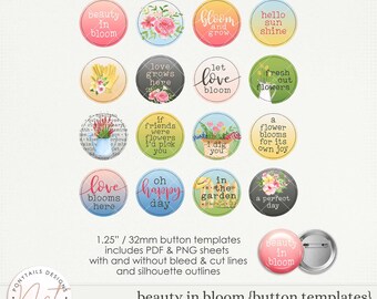 Beauty In Bloom Button Templates - Digital Scrapbooking - Memory Keeping