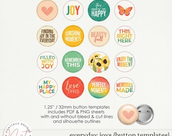 Everyday Joys Button Templates- Digital Scrapbooking - Memory Keeping
