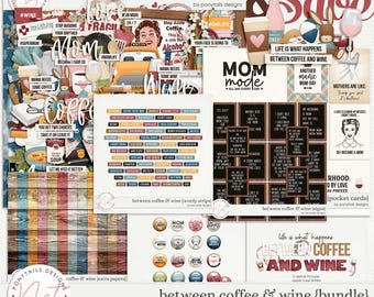 Between Coffee and Wine Bundle - Digital Scrapbooking - Memory Keeping
