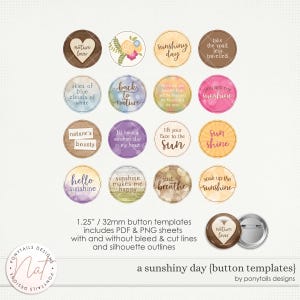 A Sunshiny Day Button Templates - Digital Button Maker Template - Crafts