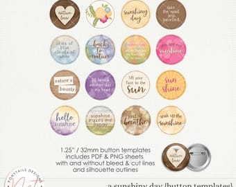A Sunshiny Day Button Templates - Digital Button Maker Template - Crafts