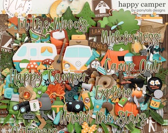 Happy Camper Kit - Digital Scrapbooking - Memory Keeping