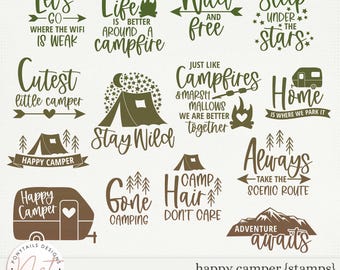 Happy Camper Stamps - Word Art - Digital Scrapbooking - Memory Keeping