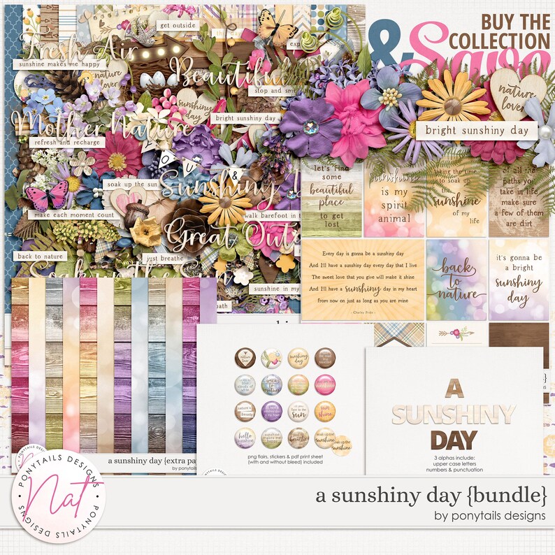 A Sunshiny Day Cardstock Papers - Digital Scrapbooking, Paper Pack ...