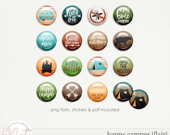 Happy Camper Flair - Digital Scrapbooking - Memory Keeping