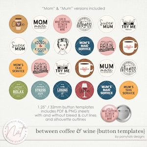 Between Coffee and Wine Button Templates - Digital Scrapbooking - Memory Keeping