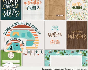Happy Camper Pocket Cards - Digital Scrapbooking - Memory Keeping