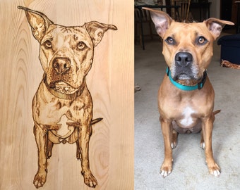 100% Mano Dibujada a Mano Madera Quemada Retratos de Mascotas y Bebés.  Hecho en NW Oregon USA.