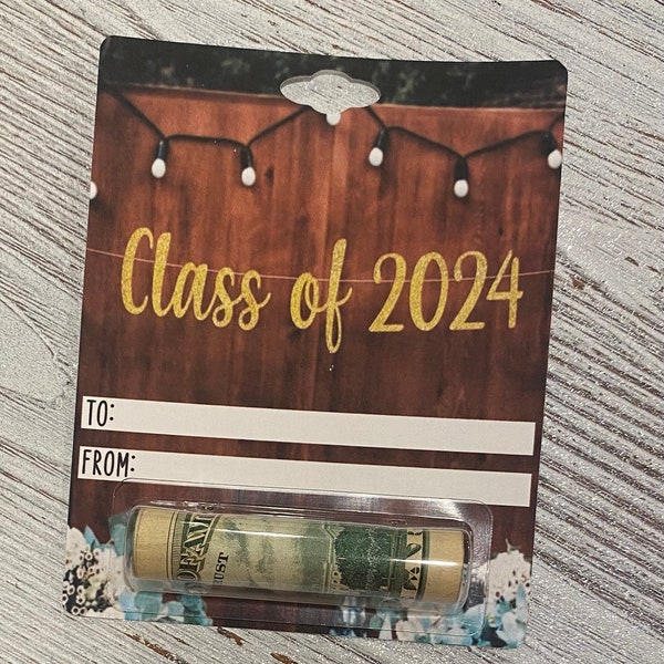 Card stock class of 2024 banner money holder gift card 4x5