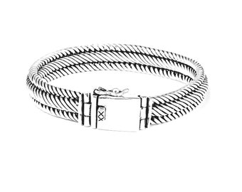 Bracelet de Bali fait main en argent sterling : style édouardien, 10 mm de large