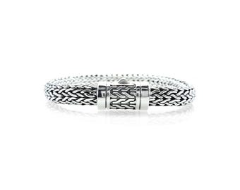 Sterling Silver Bali Bracelet 8 mm wide Handmade bracelet for Man and Woman